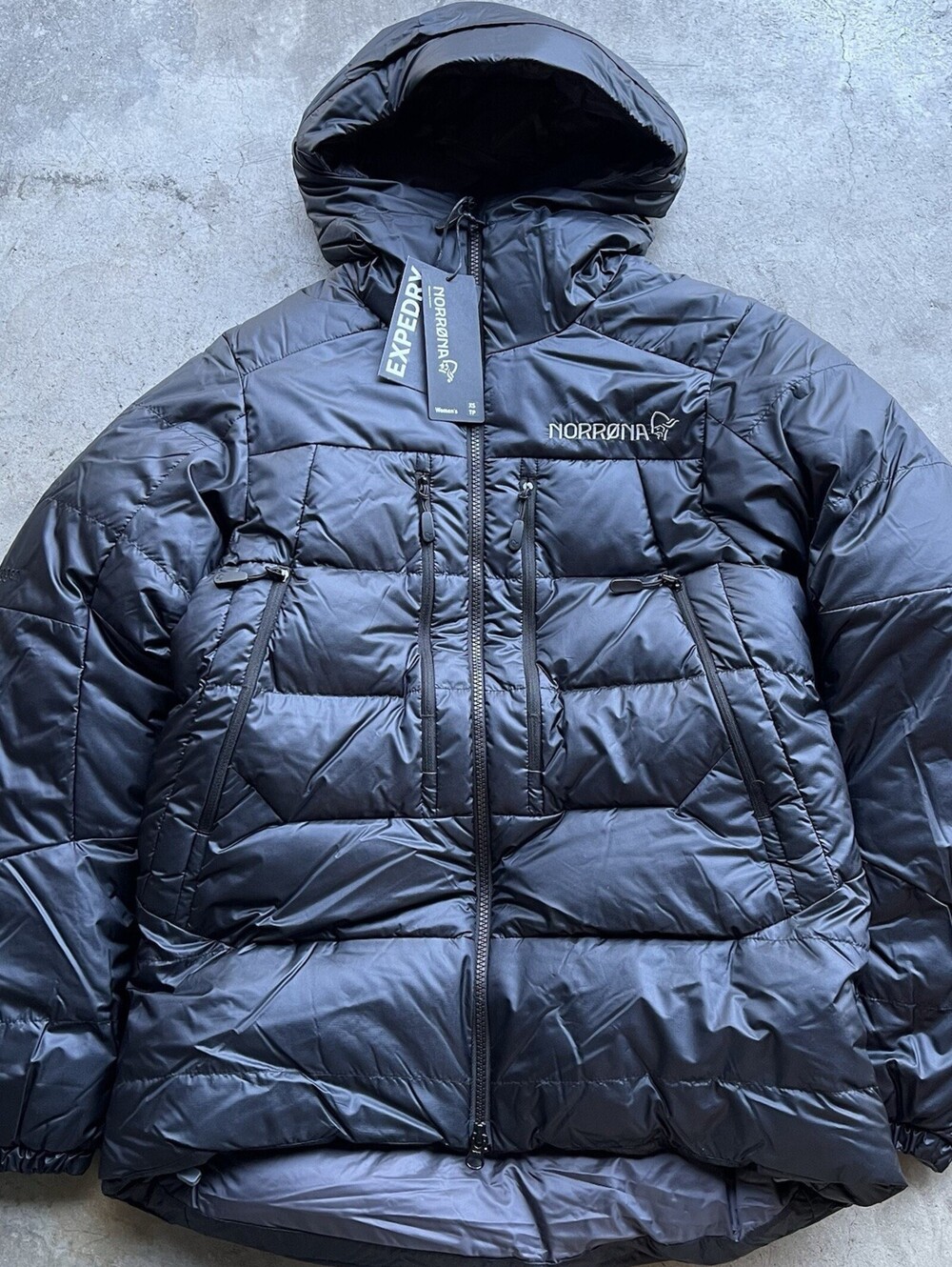 Norrona Women’s XS Trollveggen Down 800 Zip Black Hooded Jacket NWT $650